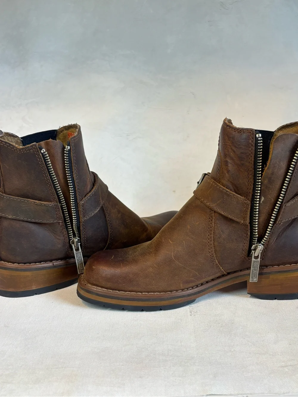 Harley-Davidson Women’s Brown Leather Harness Ankle Boots, size 5.5